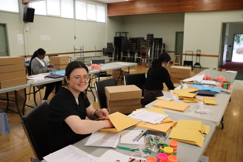 community volunteers organizing supplies