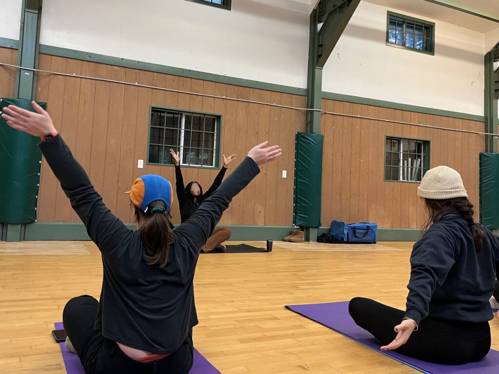 yoga session in natural room